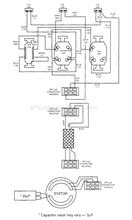 Page C Diagram and Parts List for 1356-0  Briggs and Stratton Generator